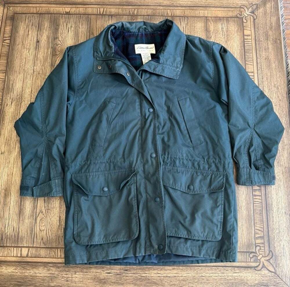 Eddie Bauer Vintage Mens Plaid Lined Field Jacket Green Size M